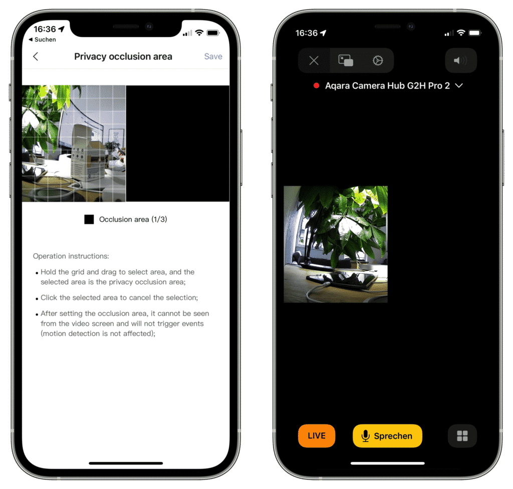 Privacy occlusion area in HomeKit