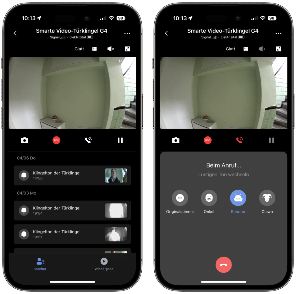Video doorbell in the Aqara app
